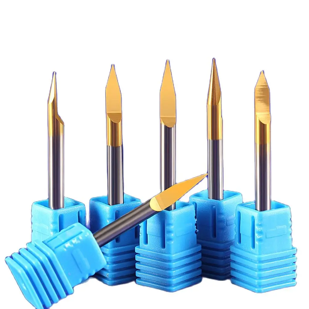 

WeiTol 4MM SHK 0.1mm Tip V shape engraving bits yellow coating router bits for engrave metal end mill