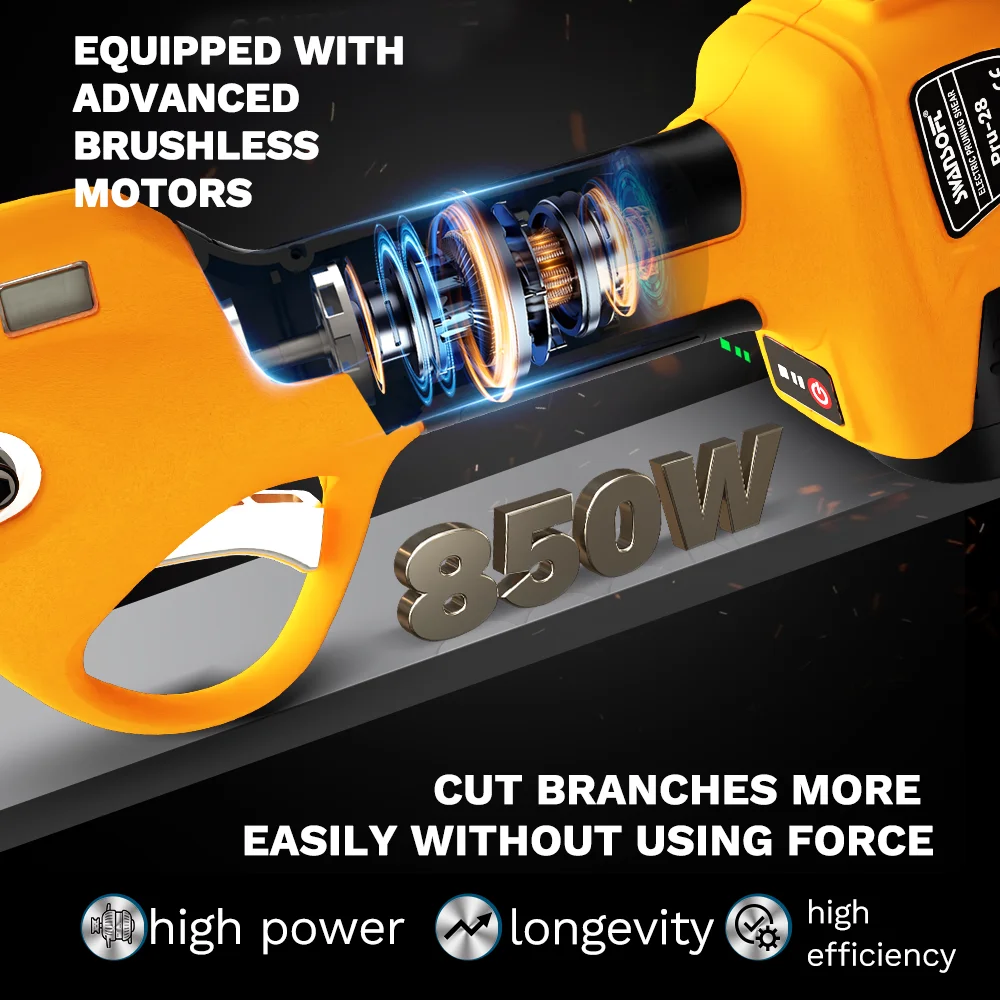 SWANSOFT 電動剪定バサミ 切断径28mm 軽量コードレス電動剪定鋏 2pcs 16.8V 2Aバッテリーを備えた 充電式剪定ばさみ 8603 28mm コードレス電動剪定鋏 剪定ばさみ 軽量でパワフルSWANSOFT