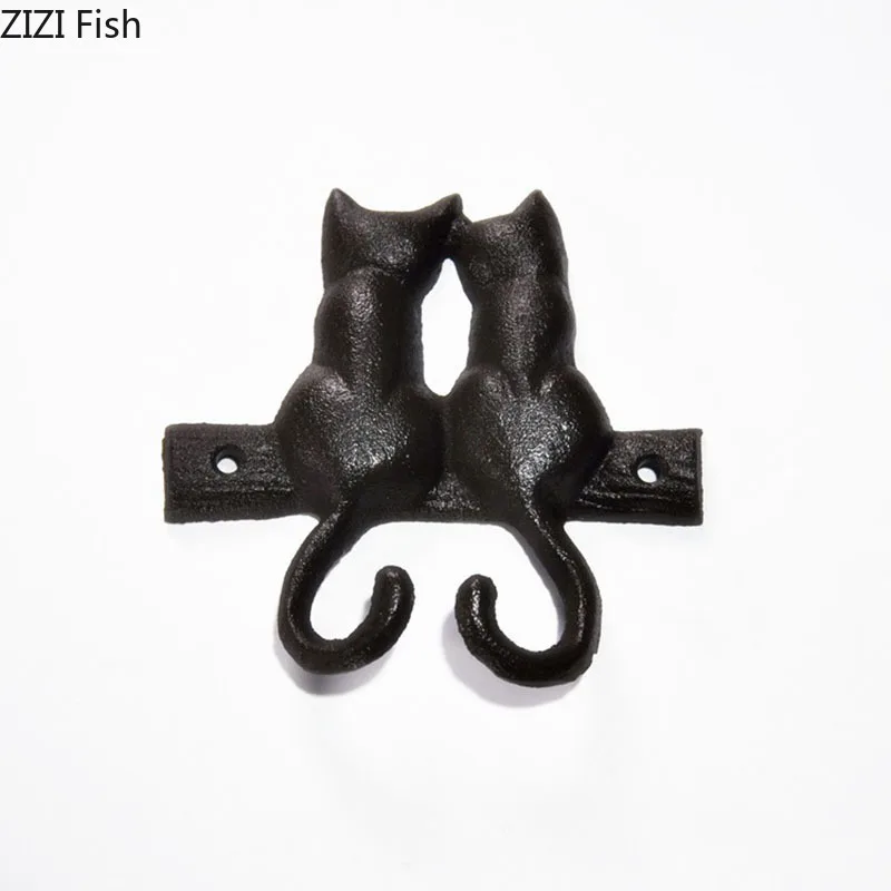 Black Cat Hook Hanging Shelf Wall Hanging Cast Iron Decorative Hook Cute Cat Coat Rack Courtyard Pastoral Outdoor Decoration 6