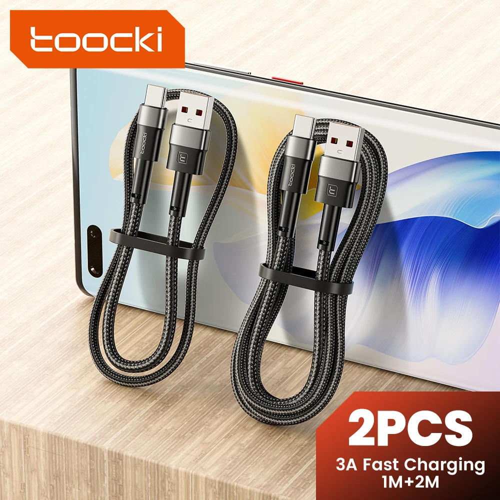 Toocki 2PCS 3A USB Type C Cable For Realme Xiaomi Samsung Fast Charging Wire USB C Charger Data Cord For iPad Samsung Poco 1m 2m Best Sellers In Phones Accessories