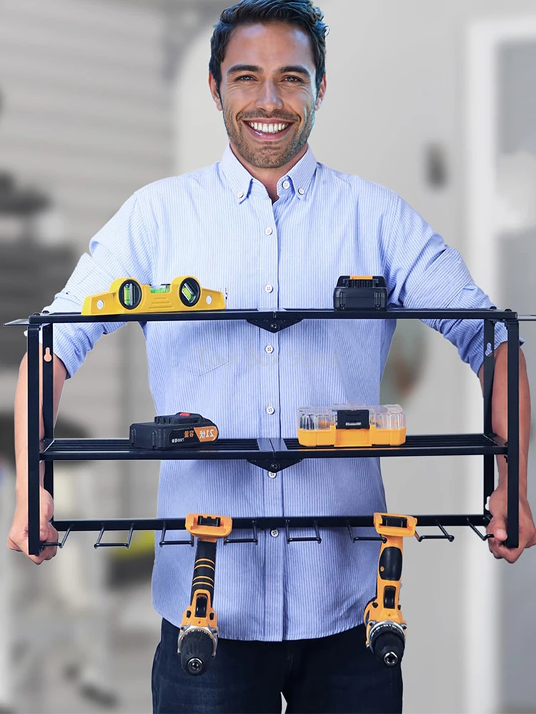 Tool Organizer Power Tool Holder Hand Power Tool Organizer Rack Wall Mounted Rustproof Tool Cabinet Electric Drill Holders Heavy Duty For Workshop Garage