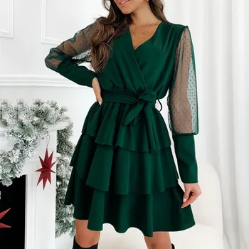 Woman Long Sleeve Cute Lady Party Dresses