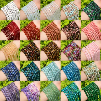 Natural Stone Beads Tiger Eye Turquoises Tourmaline Amazonite Rose quartz Agate Beads For Jewelry Making DIY Bracelet 6 8 10mm 1