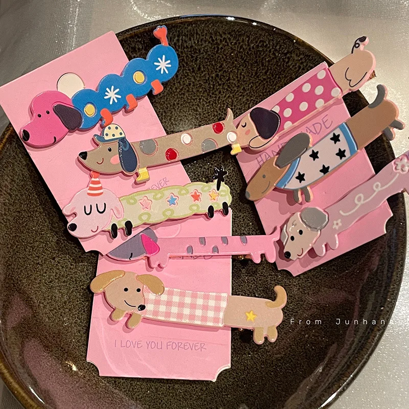 Pasadores tridimensionales de animales de dibujos animados para niña, Clip lateral de pico de pato, corazón, dulce y lindo, accesorios para el cabello