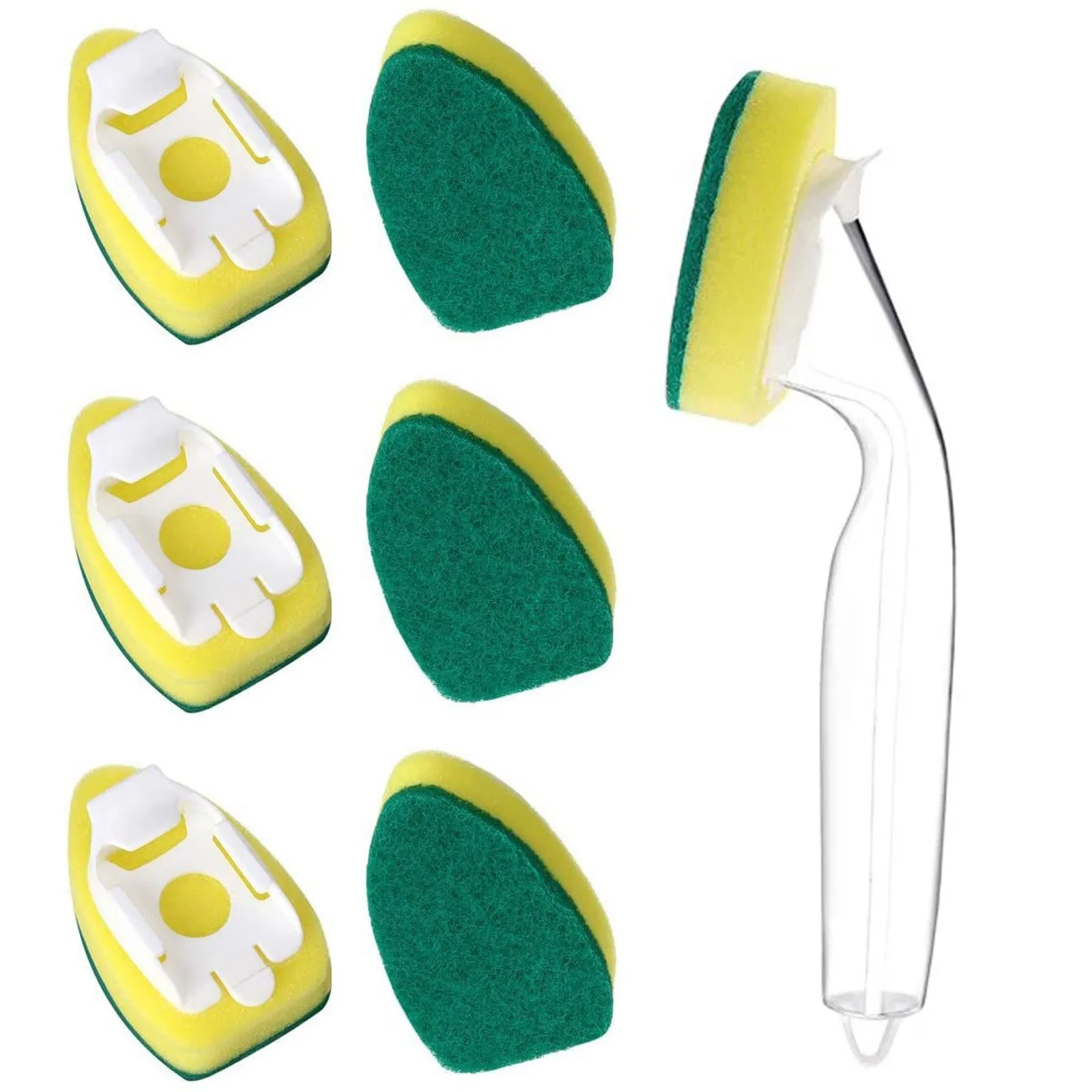 Dish Sponge with Handle & 2 Pack Dishwashing Sponge Refills Non Scratch,  Dish Wand,Sponge Handle,sponges Kitchen, Sponge Wand,Dish Cleaning Scrubber