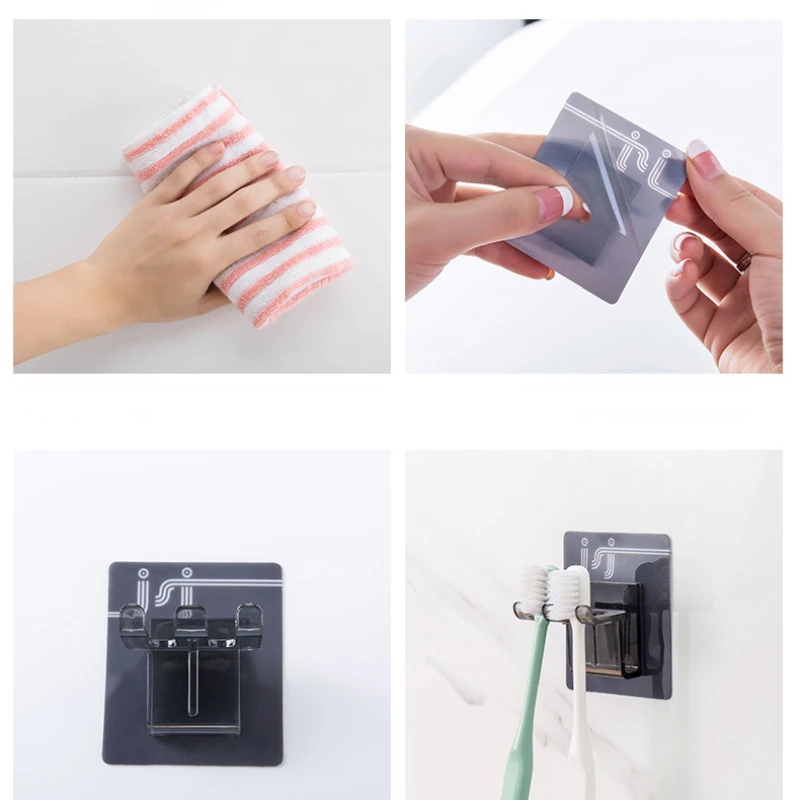 Toothbrush Cup 2pcs Toilet Punch-free Shelf Wall-mounted Toothbrush Cup Holder Simple Mouthwash Cup Holder Black Toothbrush