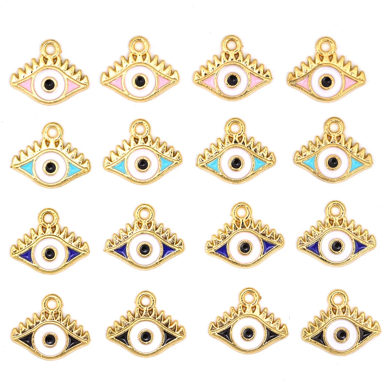 

15Pcs 12*15MM Exquisite Eye Charm Turkey Lucky Fashion Alloy Pendant Bracelet Earrings Necklace DIY Jewelry Making Accessories