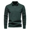 Men's Slim Fit Zipper Knitted Cotton Sweater Pure Color Half Stand Collar Autumn Casual Wear Comfortable Breathable Top