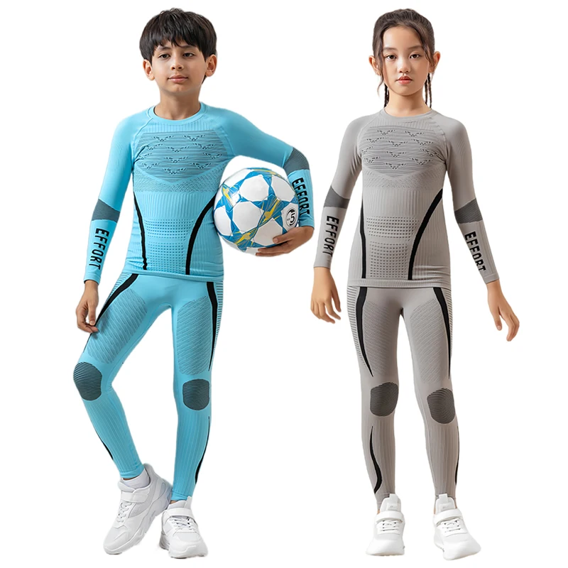 Children's Functional Skiing Underwear Set for Boys Girls Winter Warm Outdoor Sports Running Cycling Compression Tracksuit