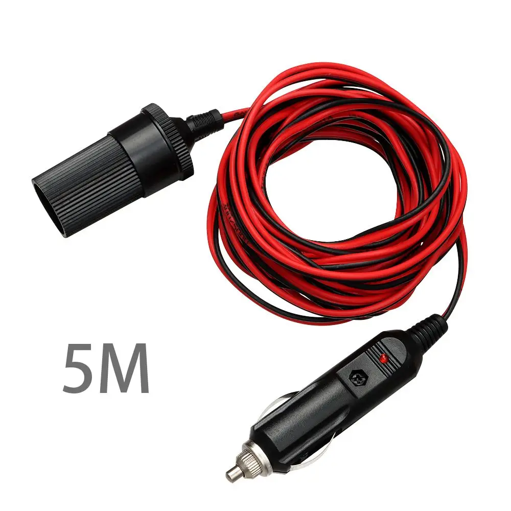 5M Car Cigar Lighter Plug 12V Extension Cable Adapter Car Cigarette Socket  Charger Lead with Indicator Light Car Accessories AliExpress