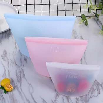 Sacs de conservation des aliments en silicone sans micro-ondes, lavables au lave-vaisselle et au congélateur pour la préparation des repas, les boîtes à déjeuner et l'organisation des voyages 1
