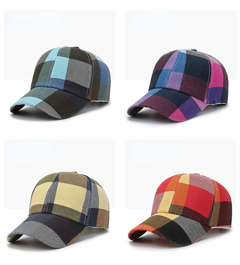 Neue Frühling Sommer Frauen Männer Plaid Baseball Caps Outdoor Kühlen Dame Männlichen Sonne Kappe Hut Für Frauen Männer Mode – Detail 2