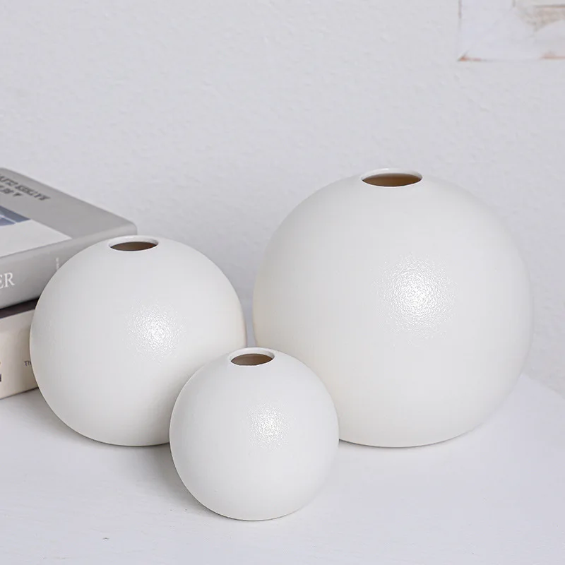 Ceramic Vase Black White Round Ball Flower Arranger Table Top Hydroponic Container Living Room Office Bookcase Flower Vase New 2