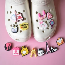 

1 Pcs Croc Shoe Accessories Removable Shoe Ornament Shoe Buckle Cute Cartoon Girl Eva Sandals PVC Crocses Charm Kids Women
