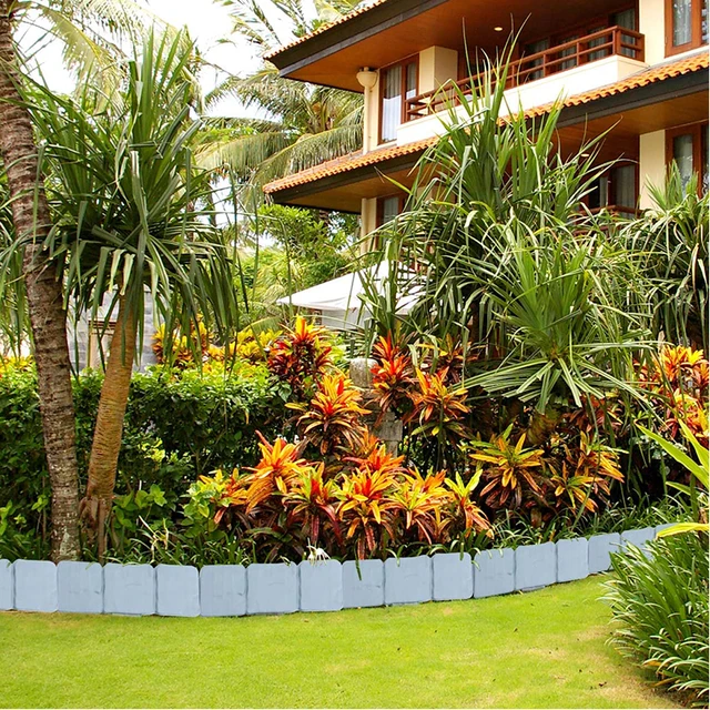 4/2 db Kerti Kerítés Macskaköves Határ Menti Műanyag Pázsit Szegélyek Szegély Dekorációk Virágágy Kültéri Tájkert Kert - Image 6