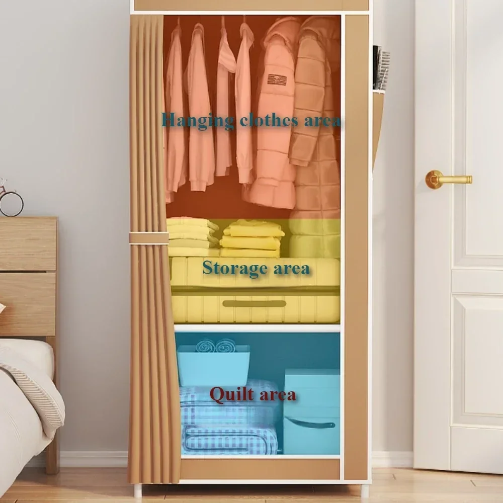 Fabric Wardrobe Minimalism Fabric Wardrobes Organizer Floor Multi Layer Clothing Storage Cabinets Bedroom Dust Proof Foldable Clothing Hanger