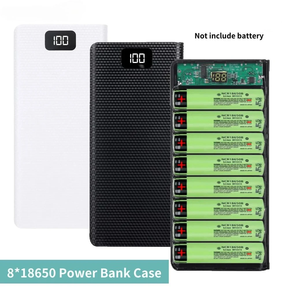 FAI DA TE 8*18650 Batteria Accumulatori E Caricabatterie di Ricarica Scatola di Immagazzinaggio di Carica 5V Doppio USB Tipo C Scatola di Supporto Della Batteria PD QC3.0 Carica Veloce Per SmartPhone