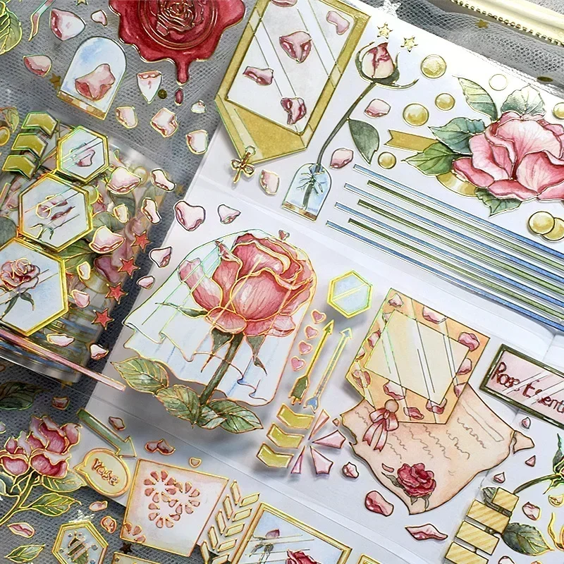 ヴィンテージフラワーマスキングテープ,美的用品,日記装飾,DIY