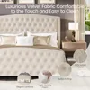 King Size Bed Frame Velvet Upholstered Platform Beds with Wingback Headboard & Footbaord, Deep Button Tufted King Bed Frame 5