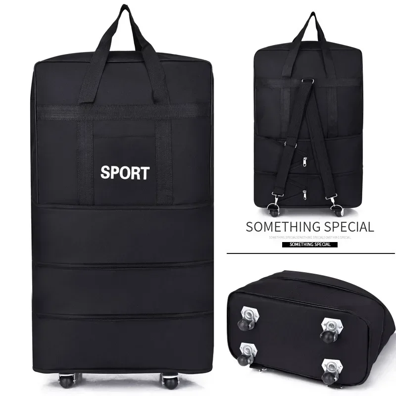 Airline Checked Bag Oxford Large Capacity Travel Universal Wheel Foldable Luggage Moving Storage Bag Rolling Packing Cubes
