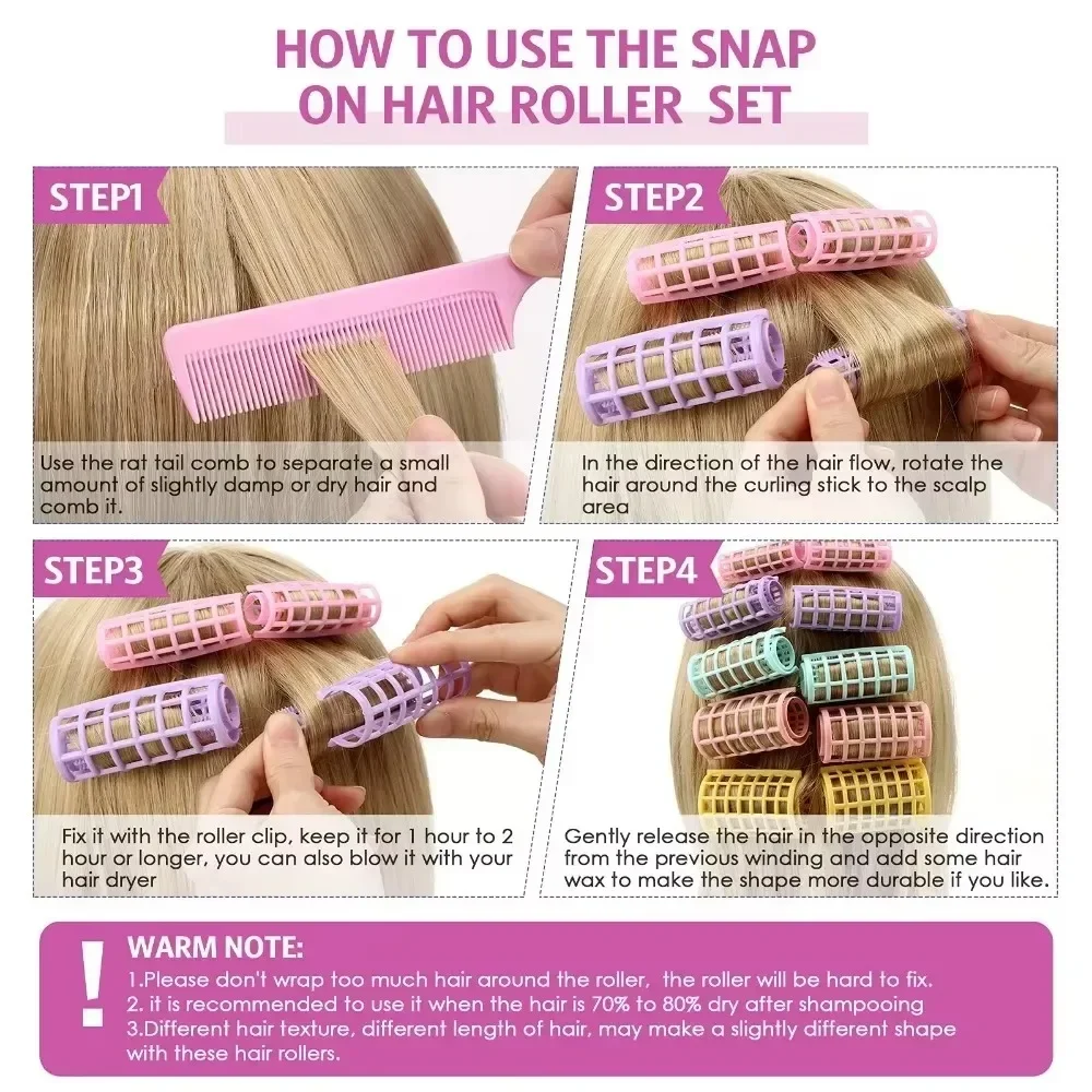6/8/10/12/14Pcs Heatless Hair Curler No Heat Hair Rollers Plastic Lazy Curls Root Perm Rods Bangs Curling Rod Styling Tools