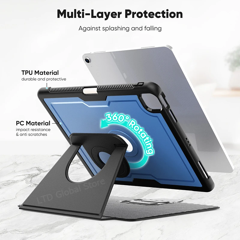 Enhanced Tablet Case with Kickstand, Magnetic 360° Rotation, and Protective Cover