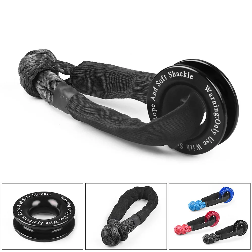 41000lbs Winch Rope Synthetic Soft Shackle+Recovery Ring Set Rugged