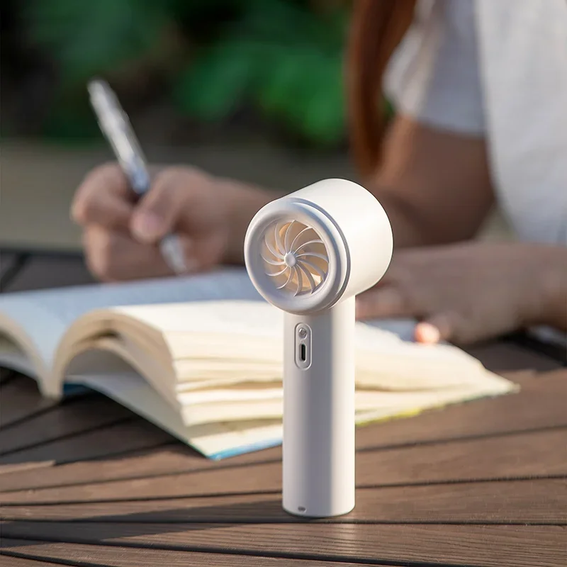 Portable Handheld Turbofan with 3 Adjustable Wind Speeds, USB Charging LED Digital Display Stylish Black/white Design 6