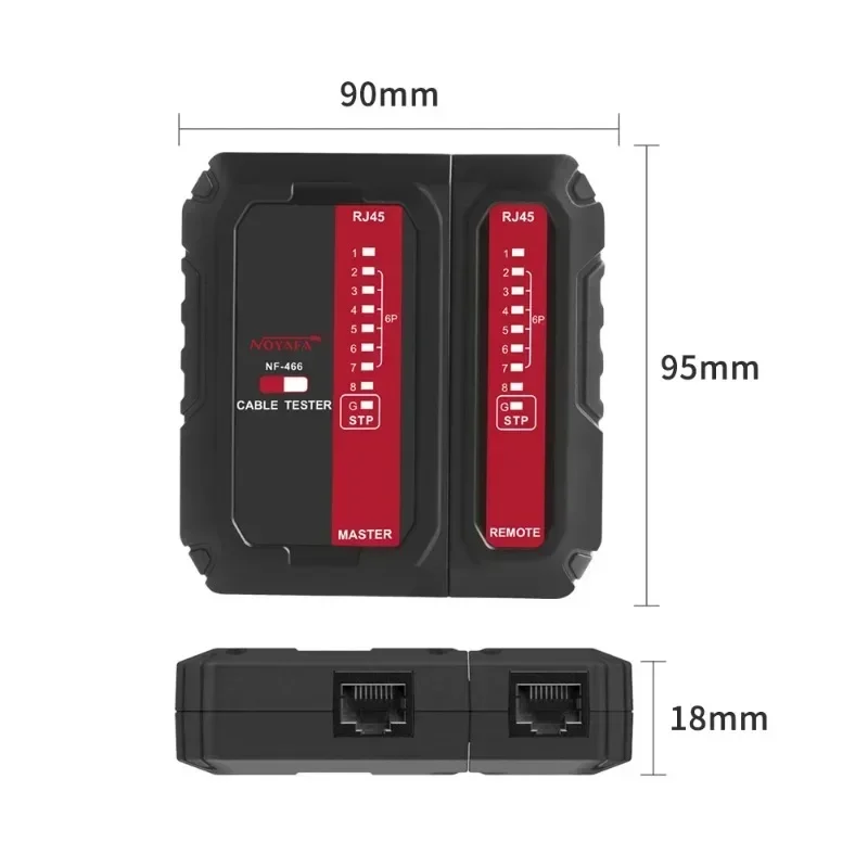 ZHOUCE NF-466 Network Cable Tester POE Wire Checker Launcher & Receiver UTP STP Cable Continuity Tester RJ45/RJ11/R]12/CAT5/6/7