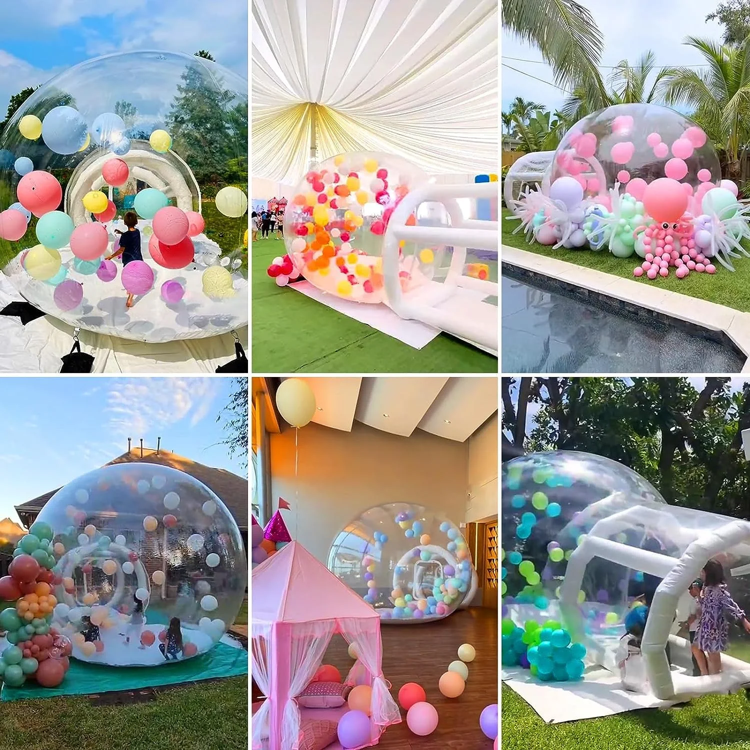 8.2Ft  Inflatable Bubble Balloon House Inflatable Tent Bubble House Clear Dome Balloon Garden Tent with Blower/Pump For Party 4