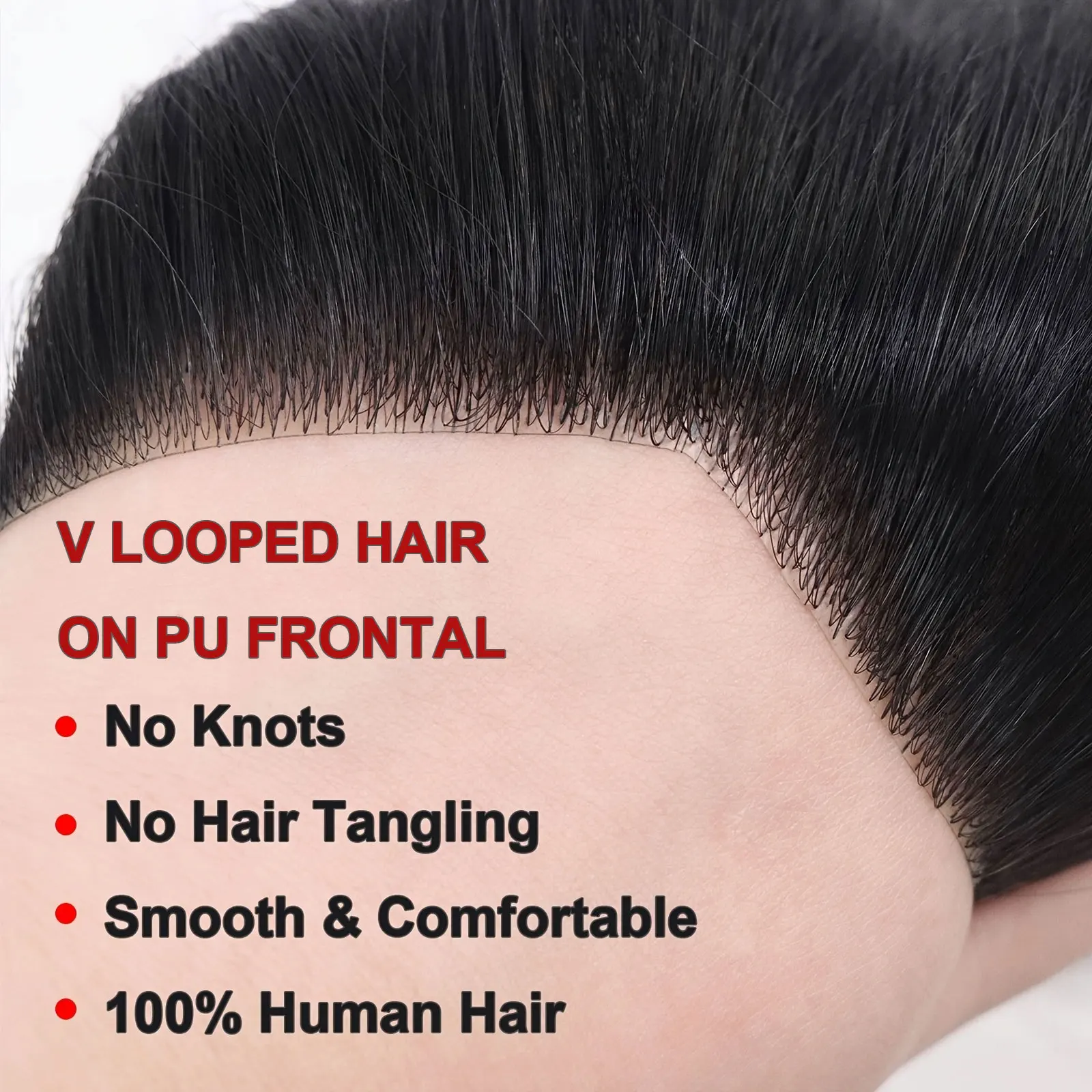 Human Hair Toupee Human Hair Men Toupee For Forehead Hairpiece V Loop Frontal Hairline Invisible Seamless Skin Full PU Men's Capillary Prosthesis