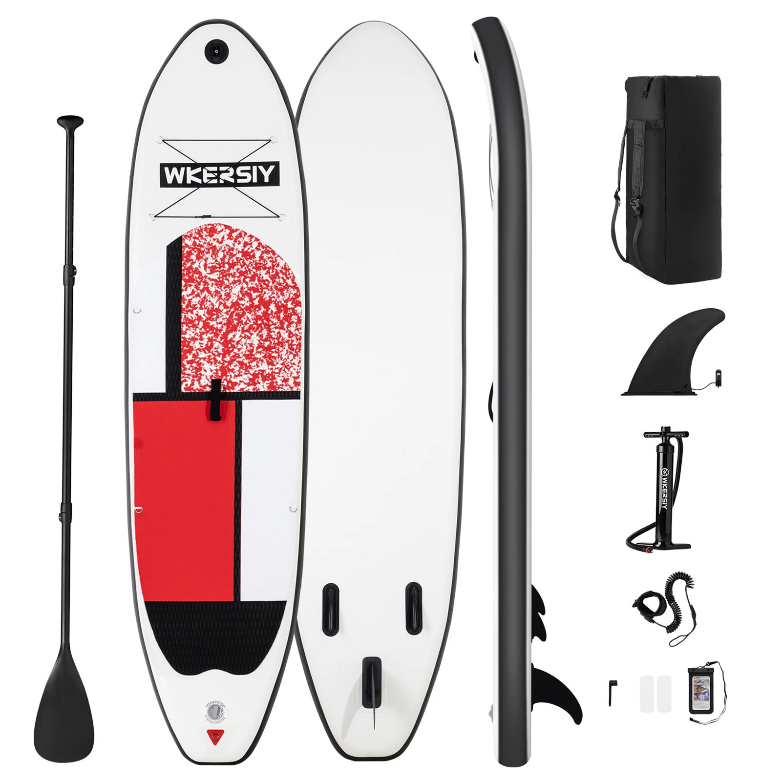 SUP-aufblasbare Surfbrett-Paddelbrett-Stand Up-Surfboard-Set mit Luftpumpe mit allen Extras wie Tragetasche, Fusskordel 2