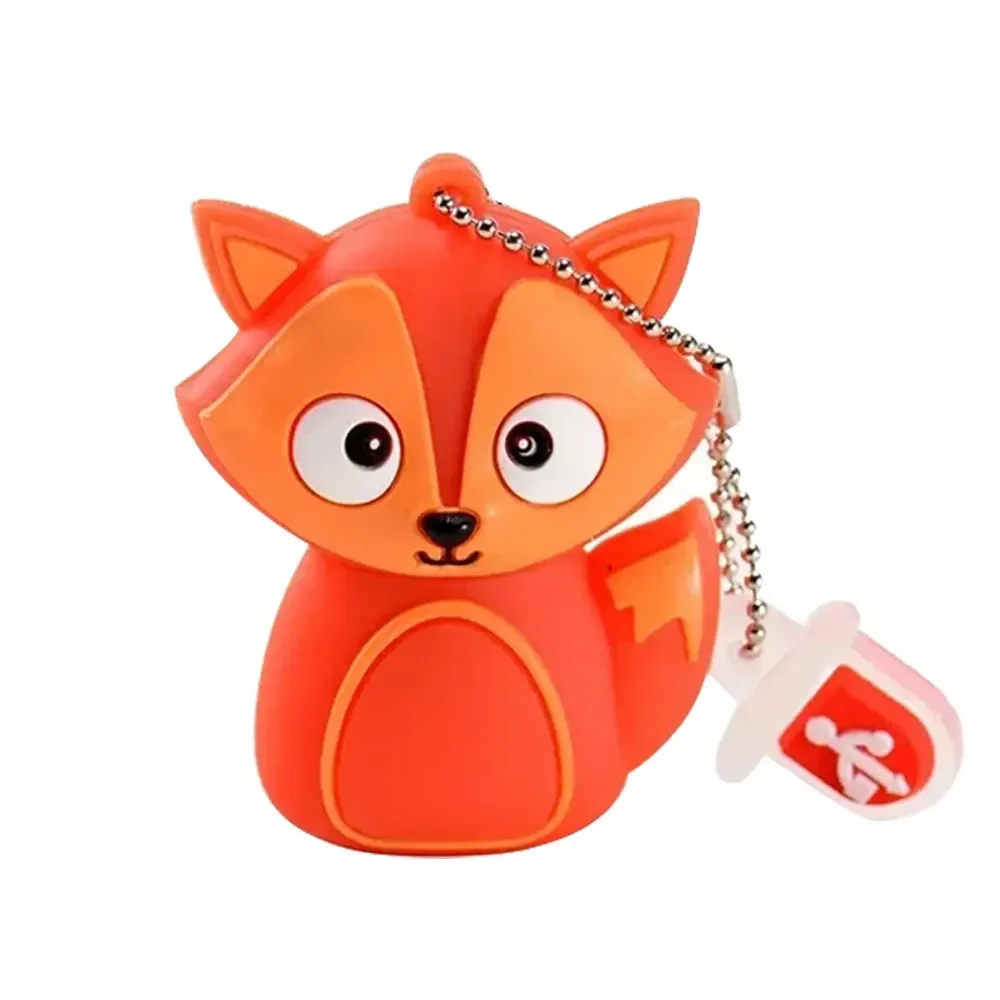USB Flash Drive Flash Drive 64GB Cute Fox Cartoon Animal Memory Stick