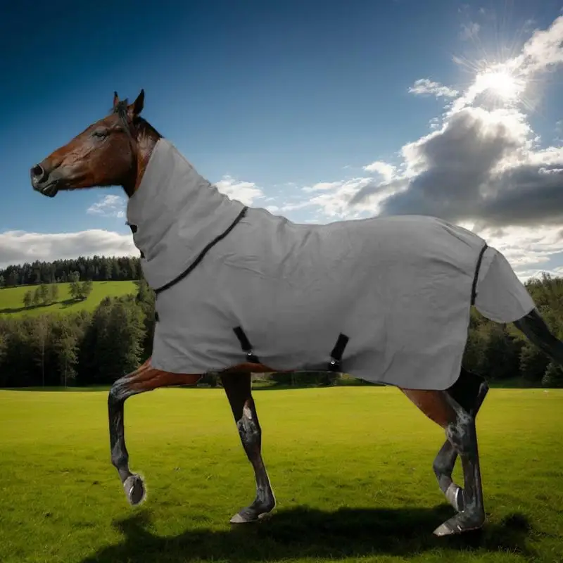 Waterproof Horse Blanket Warm Waterproof Horse Sheet Winter Horse Sheet Turnout Horse Protection With Neck Cover Cotton Filling 5