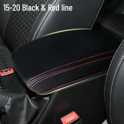 Luxurious PU Leather Car Center Armrest Cushion Pad Cover (15 - 20 Black Red)