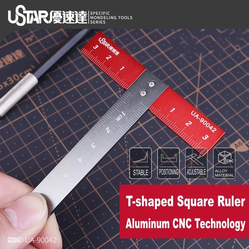 Model Tools Ustar Model Tools UA-90042 T-shaped Square Ruler 90&deg; Aluminum CNC Technology Precision Scale For Model Hobby DIY