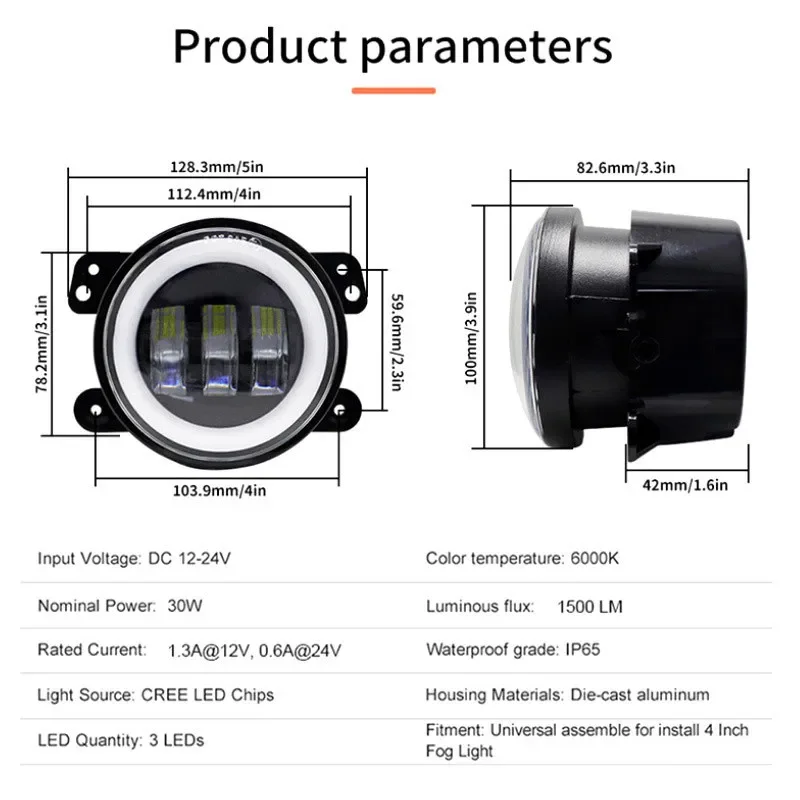 지프 랭글러 JK LJ TJ 닷지 저니 매그넘 ATV 60W 4인치 LED 패싱 안개등 화이트 DRL 앰버 방향지시등