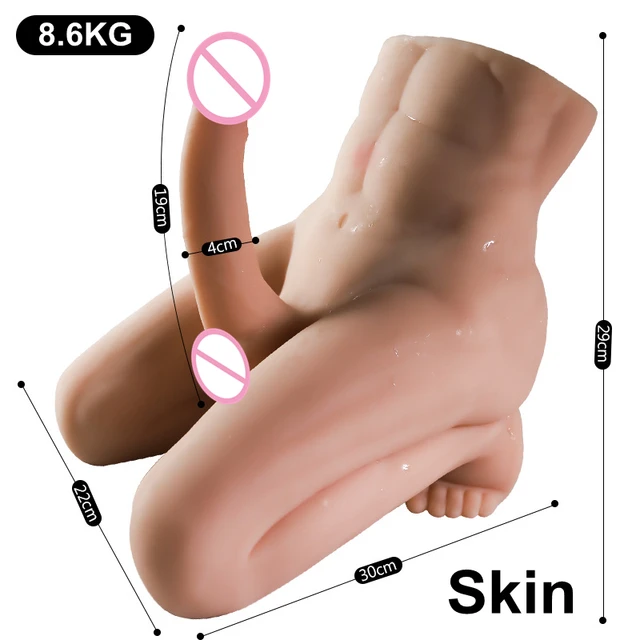 NC Silicone Sex Dolls Torso Realistic Love Penis Doll for Adult Women with 19cm Big Dildo