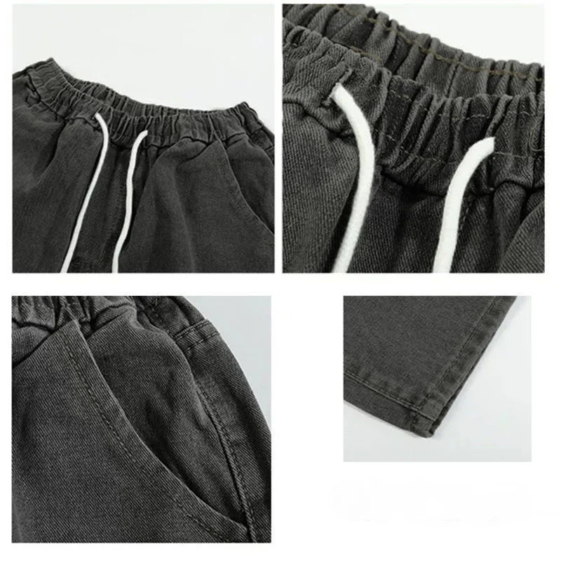 Jeans for Men Loose Trousers Spring and Autumn Straight Tube Versatile Denim Elastic Waist Wide Leg Pants Male Bottoms Plus Size