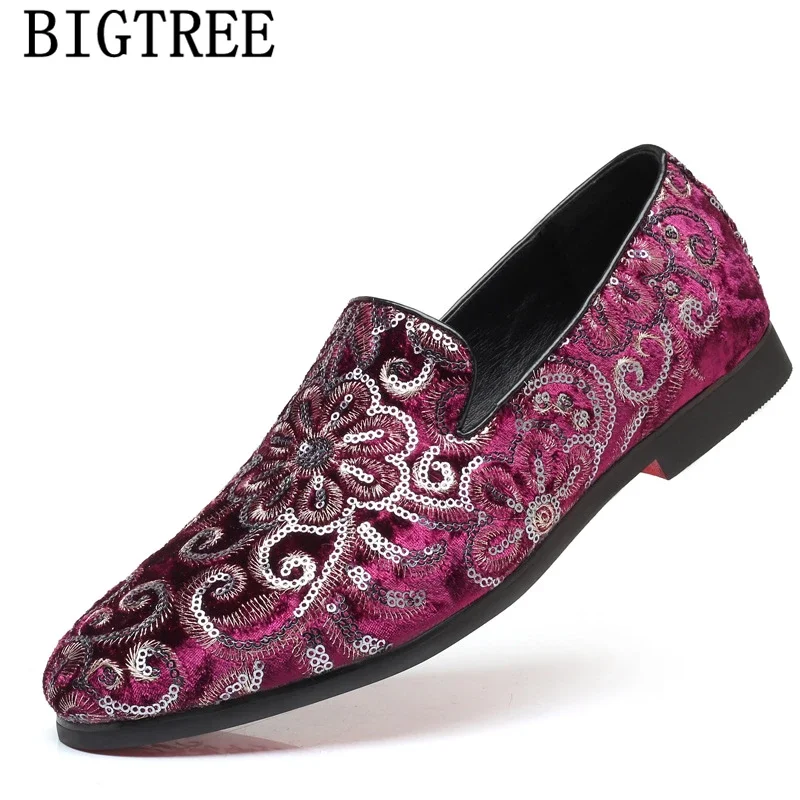Formal Shoes Men Dress Loafers Glitter Coiffeur Italian Shoes Men Wedding Elegant Erkek Ayakkabi Buty