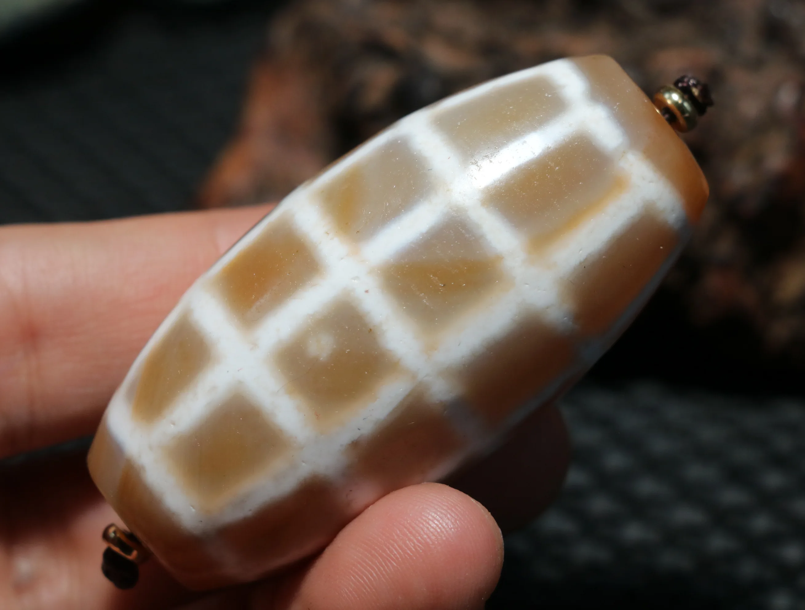 

An Ultra Energy Only One Energy Tibetan Old Agate Cross Line West Asia Large dZi Bead Amulet 5A LKbrother UPD220608A5