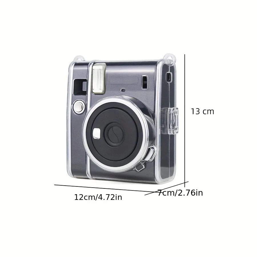 1pc for Fujifilm Instax Mini 40 Instant Film Camera-Crystal Hard PVC Protective Case with Removable Shoulder Strap Clear action camera cover