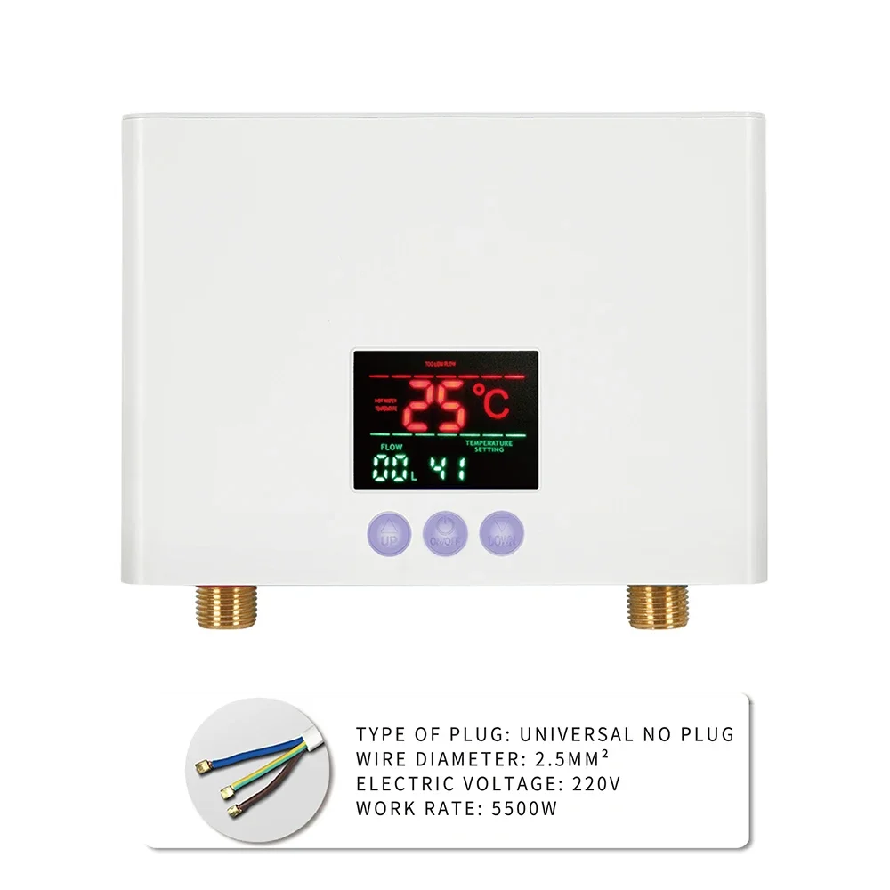 5500W Tankless มินิน้ําร้อน เครื่องทําความร้อน Thermostatic ซักผ้าระบบทําความร้อนพร้อมจอแสดงผลดิจิตอลสําหรับห้องครัวห้องน้ํา 1