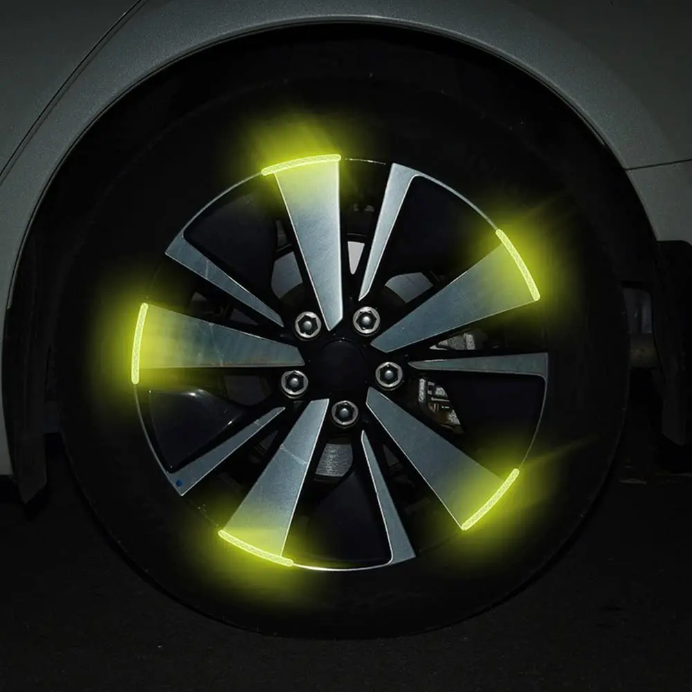 Colorful Reflective Strips Car Motorcycle Wheel Hub Stickers Car Styling Decal Sticker Auto Moto Decor Decals Accessories 20Pcs
