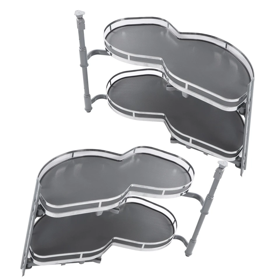 Adjustable 2 Tier Blind Corner Cabinet Swing Tray