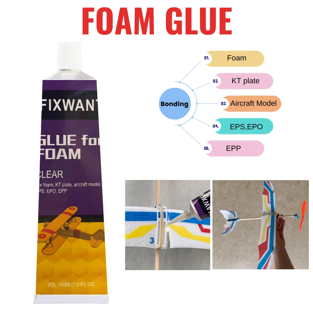 High-Strength Foam Glue for Waterproof Bonding Sponge Aircraft Model Wood Metal EPS EPO EPP Adhesive and More 5