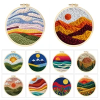 GATYZTORY Punch Needle Kit Sunset Scenery Cross Stitch Diy Embroidery Rug Punch Craft Supplies Painting Wall Decor Diy Gift 1