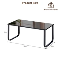 Table basse moderne rectangulaire en verre trempé, table à thé centrale pour salon avec cadre en métal, table d'appoint pour réception 6