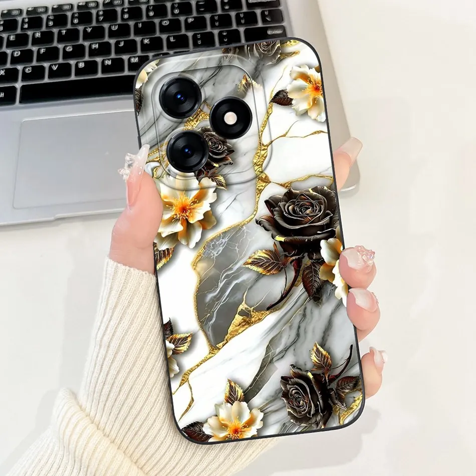 Beautiful Bow Rose Painting Soft Silicone Shockproof Phone Case