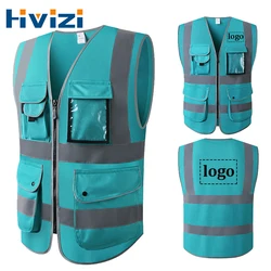 Reflective Safety Vest Custom LOGO TEXT High Visibility Work Vest Construction Work Uniforms Engineer Safety Vest